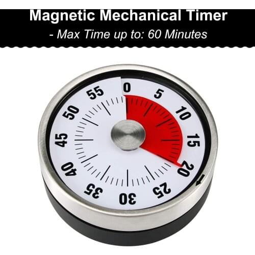New Stainless Steel Visual Timer Mechanical Kitchen Timer 60-Minutes Alarm Cooking Timer with Loud Alarm Magnetic Clock Timer