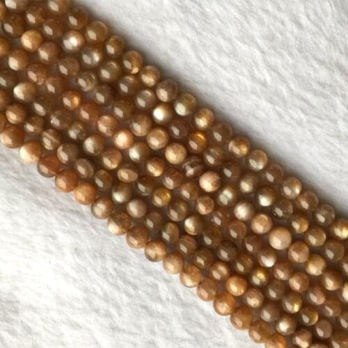 Wholesale Real Genuine Natural Gray Black Gold Sunstone Flash Light Round Loose Gemstone Ball Small Beads 6mm 15" 05615