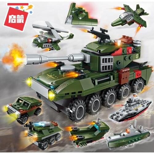 Enlighten Building Block Military Battle Army Land Force Amphibious Panzer 361pcs MOC Educational Bricks Toy Boy birthday Gifts