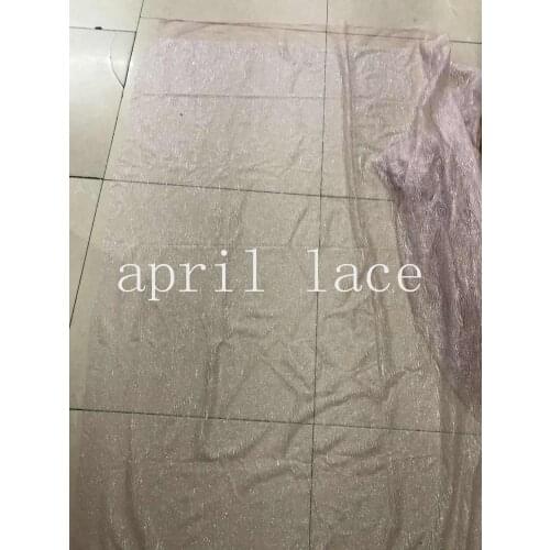 Ap331 # 5 yards pink nude glitter romantic hand print glued sequin net tulle mesh sugar lace fabric for sawing dress