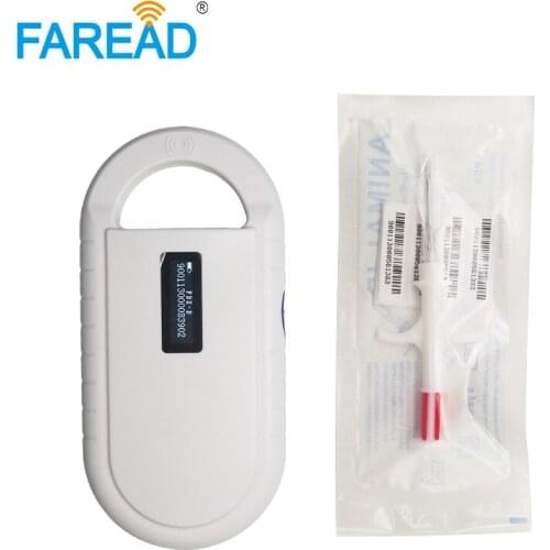 X1pc FDX-B ID64 pet animal chip ID Handheld Reader scanner + x100pcs 2.12*12mm animal cat dog implantable ID Microchip Injector
