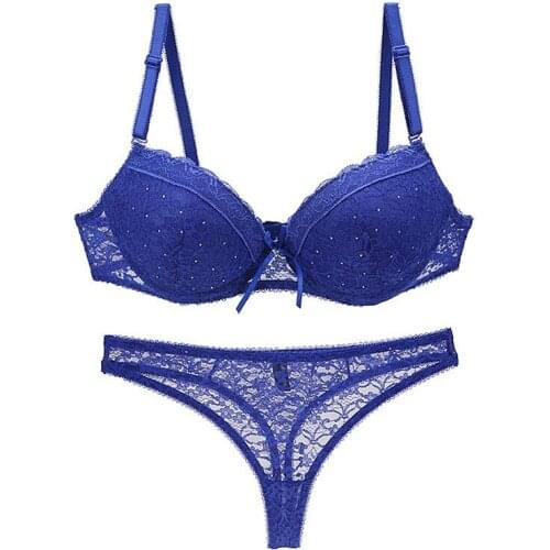 Sexy Thong Lady Ladies Lingerie Set Underwear Women Set Lace Trim Bras Panties Set Underwear Ms. Bra Set