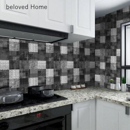 Self Adhesive Tiles Wall Stickers for Kitchen Waterproof 3D Wallpapers Vinyl Films Mosaic Plaid Mural Home Decor Improvement