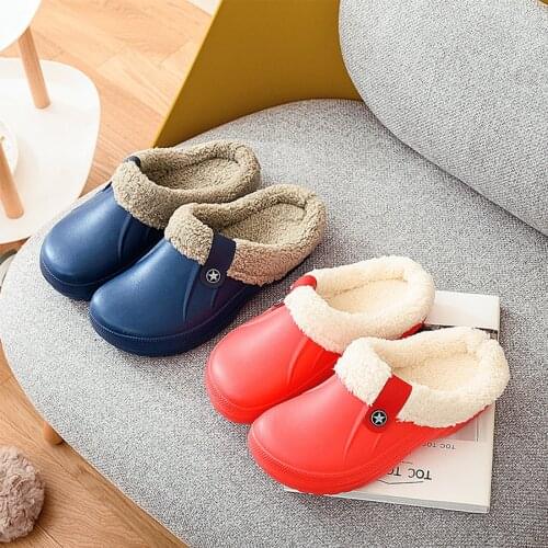 Unisex Home Winter Clogs Indoor Fur Warm Slippers Sandals Women New Fashion Footwear Flops Mule Slides Slipper Leather Couple