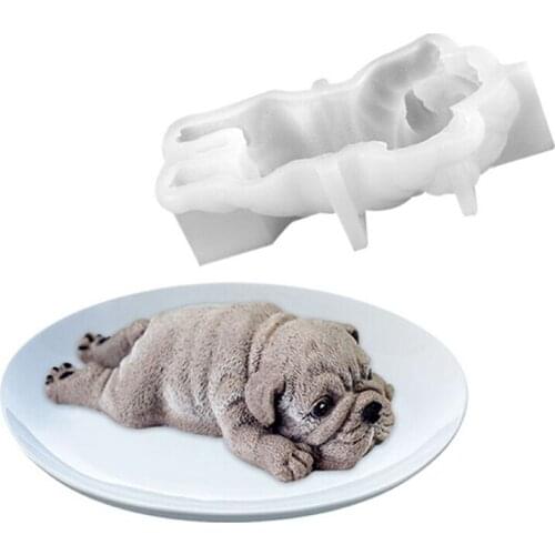 Cute Dog Silicone Mold Mousse Cake 3D Dog Mould Ice Cream Jello Pudding Blast Chilling Tool Fondant Decoration