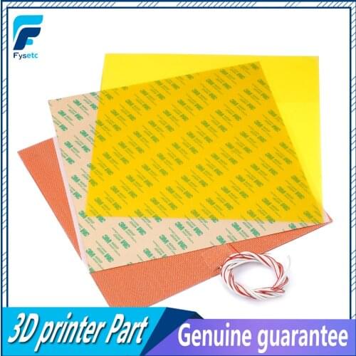 300*300*0.3mm Frosted Yellow Build Surface Polyetherimid PEI+300X300mm 220V 600W Silicone Heater Pad For TEVO Tornado Lulzbot