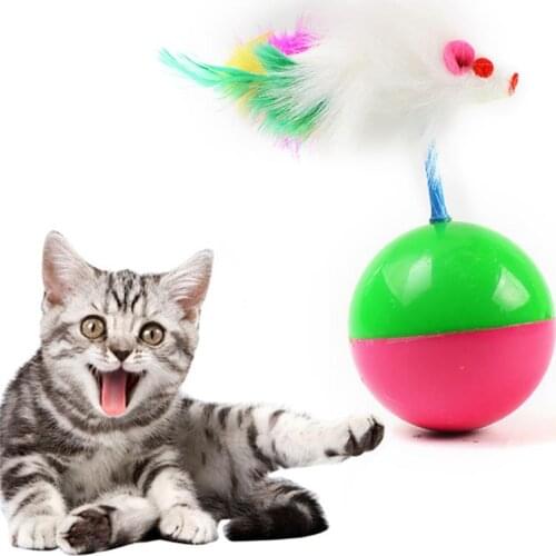 Cute Durable Pet Cat Toys Mimi Favorite Fur Mouse Tumbler Kitten Toys Plastic Play Balls For Catch Cats Supplies