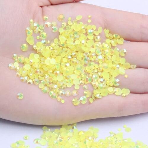 Resin Rhinestones Lemon Yellow AB 2mm-6mm 10000pcs-50000pcs Round Flatback Non Hotfix Beads For Jewelry Making DIY Decorations