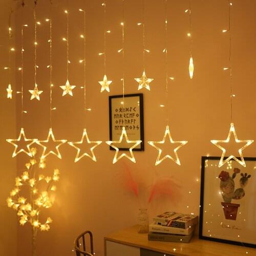 2.5M 220V LED Christmas Star Garland Curtain Light Outdoor String Light Fairy lamp For Xmas Tree Holiday Wedding NEW Year Decor