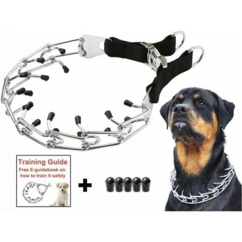 Dog Prong Training Collar Stainless Steel Choke Pinch Dog Collar with Comfort Rubber Tips Adjustable Large Dog Collar