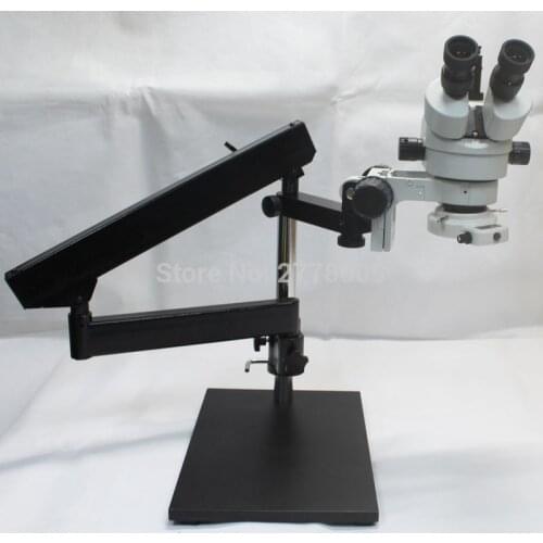 3.5X-90X Trinocular Articulating Arm Pillar Clamp Big Base Zoom Stereo Microscope+0.5X/2.0X Auxiliary Objective Lens+144 LED