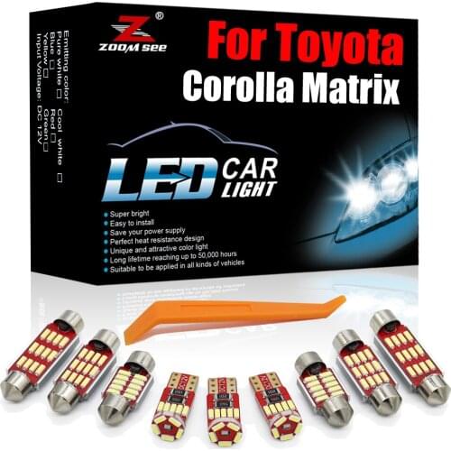 Brightest White Canbus LED Interior Kit 8pcs For Toyota Corolla Matrix 2002-2008 Car Auto License Plate Dome Map Light Parts