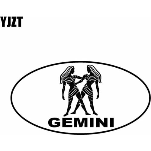 YJZT 14.8CM*7.9CM GEMINI Oval Vinyl Decal Car Sticker Zodiac Horoscope Black Silver C10-01655