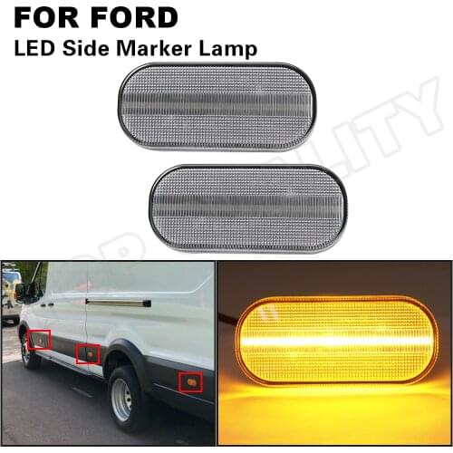 Amber Car LED Side Marker Light Trun Signal Lamps For 2014 2015 2016 2017 2018 2019 Ford Transit MK8 BK31-15442-CB Clear Lens