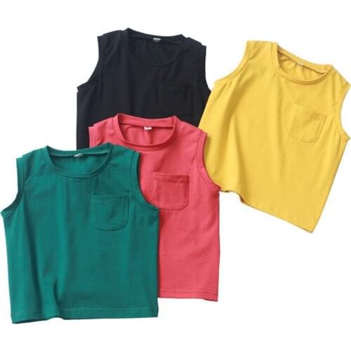 Candy Color Girls Boys Vest 2019 Casual Sleeveless T shirt Cotton Kids Tanks Tops Summer Children Underwear Vest Tee BC595