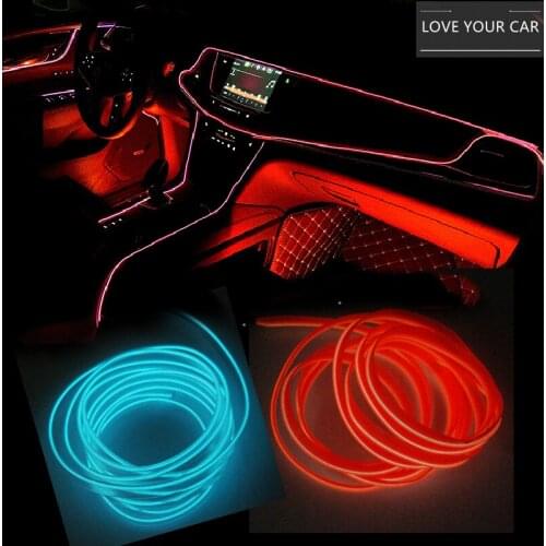 1M//3M/5M Car Interior Lighting 5V LED Strip Decoration Garland Wire Rope Tube Line Flexible Neon Light with Cigarette Drive