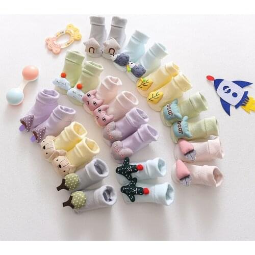 1 Pair Children Toddler Socks Floor Socks Baby Socks Autumn and Winter Cartoon Cute 3D Decoration Anti-slip Socks Indoor Shoes