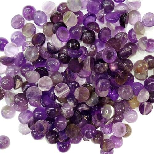 100Pcs 8x4mm Wholesale Natural Purple Amethyst Round Cab Cabochon DIY Jewelry Making Accessories M118