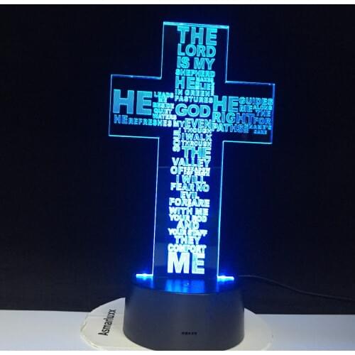 Jesus Christ Cross USB 3D LED Night Light Gifts Desk Table Lamp Bedroom The Lord Is My Shepherd Bible Book Lamp Dropshipping