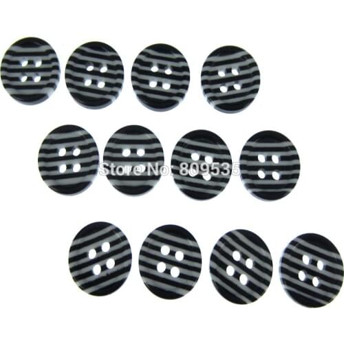 40pcs 1/2" Round Stripe Buttons Resin White Black Buttons 4-holes For Scrapbooking Crafts Sewing Accessories