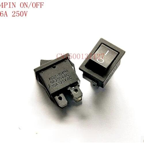 5pcs 4PIN ON/OFF black Rocker Switch 6A250V black Rocker switch Power switch