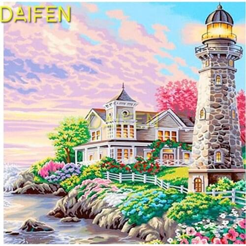 5D DIY Diamond embroidery flower Full Square Diamond mosaic trees Full Round Diamond painting Cross stitch seaside lighthouse