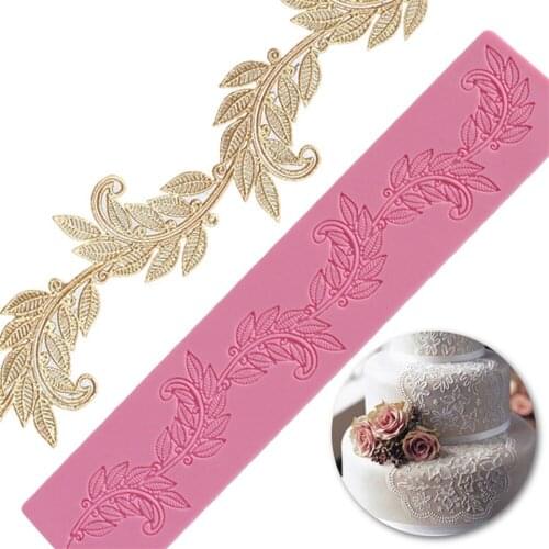 Large Leaf Lace Mat Pad Silicone Mold 3D Fondant Cake Decorating Mould Kitchen Baking Tools Cake Decoration Rectangle