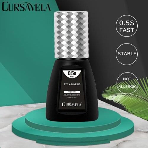 Cursavela Extension Lashes Glue Fast Dry Black Prevent Allergy Glue Long Lasting Strong 5ML Low Odor Quick Adhesive Super Glues
