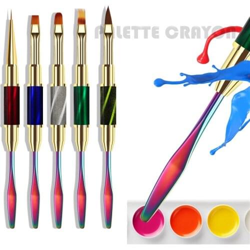 Dual End Acrylic Gel Nail Brush Drawing Painting Pens And Triangle Stick Rod Gel Polish Remover Rod Hook Manicure Tool