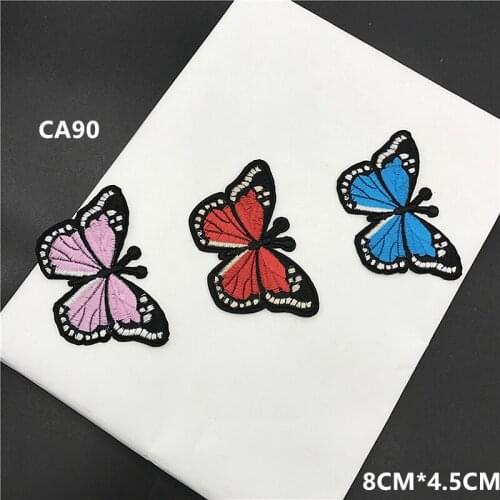 Purple blue red Butterfly sequins Embroidered patch sewing applique T-shirt shirt Cowboy dress Hats clothing Accessories CA90