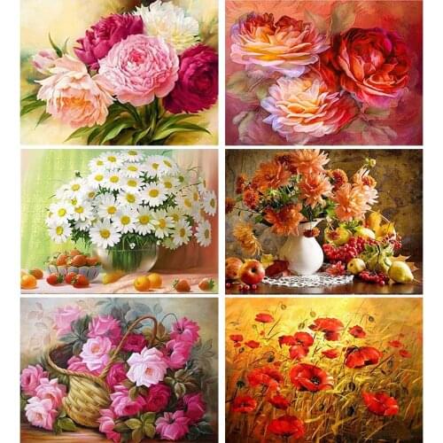 GATYZTORY Cross Stitch Embroidery Flower Cotton Thread Painting DIY Needlework Kits 14CT Winter Home Decoration