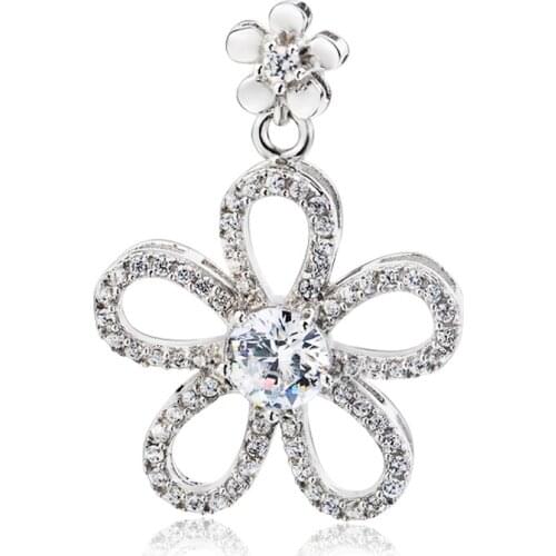 GND0663 New 925 Sterling Silver Lovely Sweet Beauty Crystal CZ Romantic Flower Necklaces Pendants , Jewelry Gift For Women