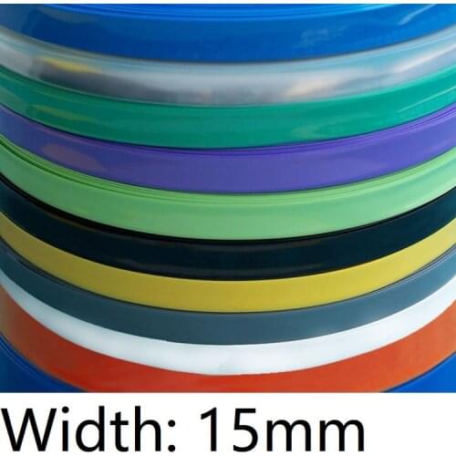 Width 15mm (Diameter 9mm) Lipo Battery Wrap PVC Heat Shrink Tubing Insulated Case Sleeve Protection Cover Flat Pack Colorful