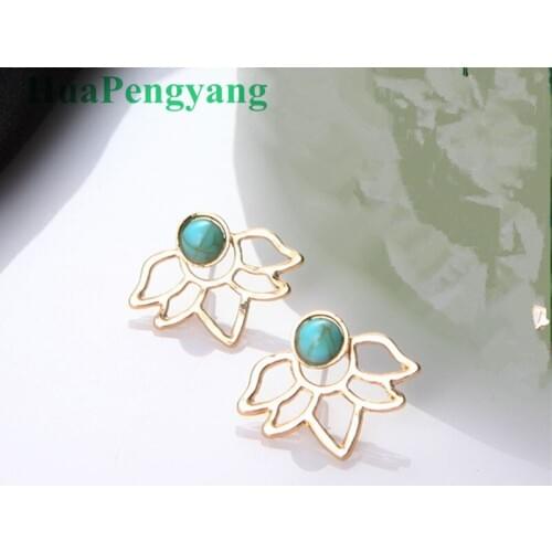Europe And The United States Retro Exquisite, Simple Lotus Petals, Hollow Leaves, Earrings Flowers Earrings