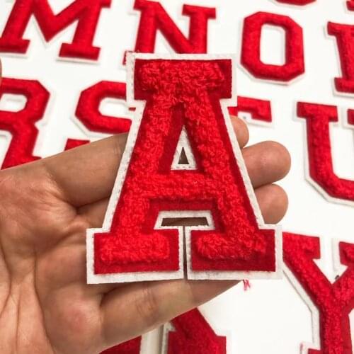 Red English Letters Alphabet Towel Embroidered Iron On Patches For Clothing Bags Jacket DIY Name Patch Applique Accessories