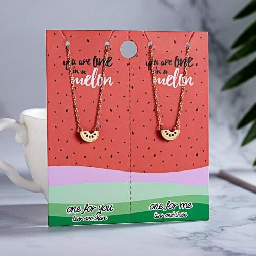 Love Heart Watermelon Rainbow Leaf Necklaces Pendants Best Friends Forever Sister Pendant Necklace Women Couple Jewelry Gifts