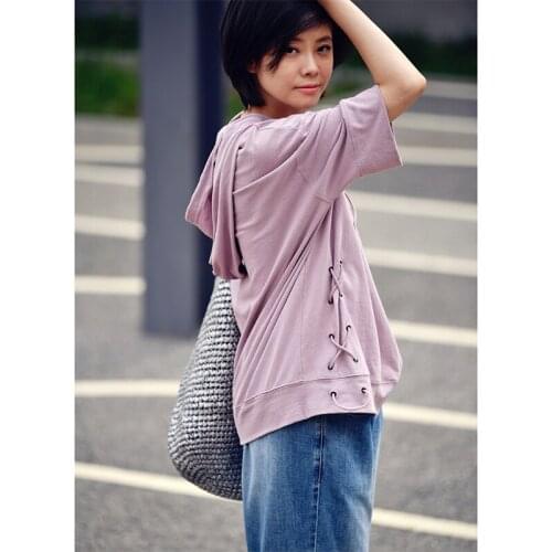 MICOCO T8996C Literary leisure wash drawstring design loose hooded short-sleeved cotton T-shirt