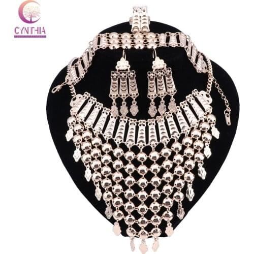 Fashion African Beads Jewelry Set Gold Color Wedding Women Bridal Accessories Dubai Necklace Jewelry Set For Wholesale Customer