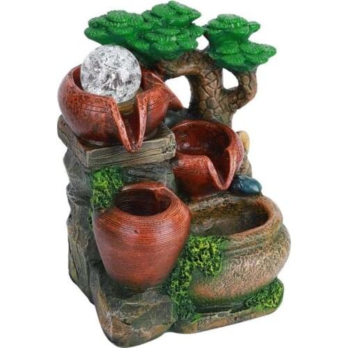 Desktop Rockery Indoor Resin Rockery Waterfall Feng Shui Flowing Water Fountain Desktop Ornament Office Decor