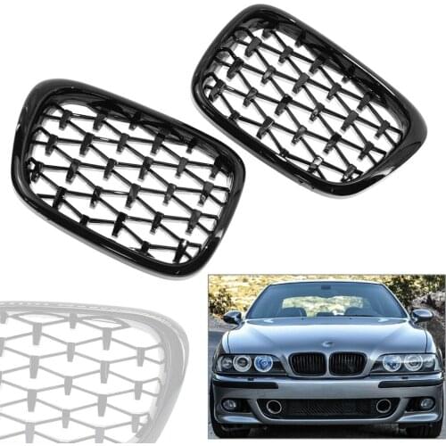 Diamond Meteor Latest Style Car Front Kidney Grille For 1999-2003 BMW 5 Series E39 520i 523i 525i 528i 535i 540i Glossy Black
