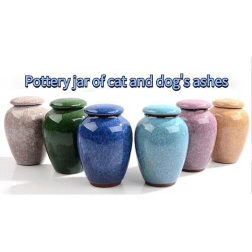 Cat and Dogs Ashes Box Small Pet Bird and Dogs Cremation Pet Coffin Funeral Cremation Ashes Making Ceramic Ice Crack Glaze Jar