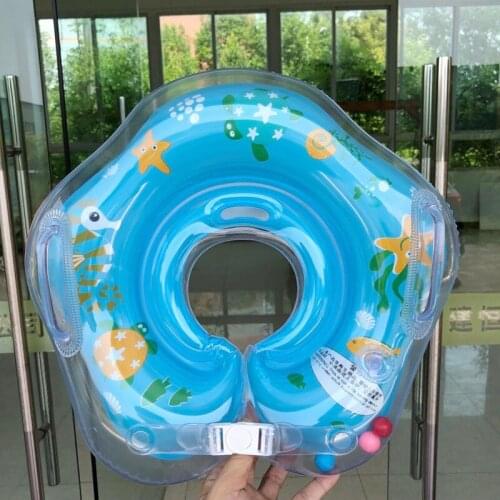 Newborn baby PVC thick swim ring cartoon turtle/ dolphin neck float swimming pool accessories inflatable Double airbag circle