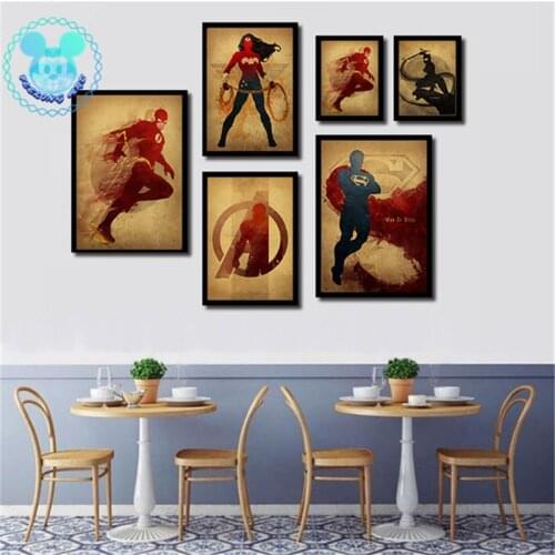Marvel Poster Colorful Super Hero Superhero Bat Wonder Canvas Art Painting Print Poster Wall Pictures Bar Cafe Marvel Comics