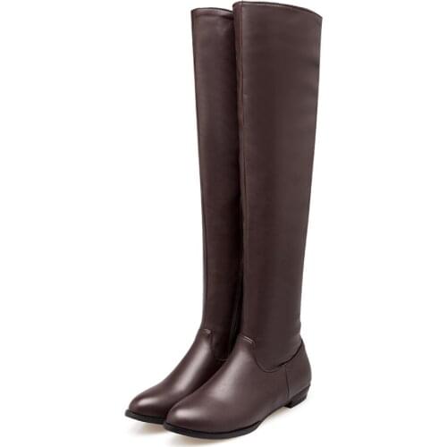 PQECFS Big size 34-45 high quality spring & autumn & winter women solid sexy over-the-knee boots 3 colors