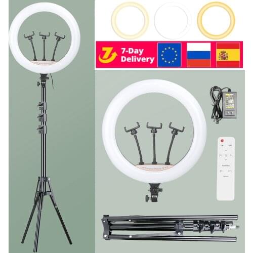 18 inch LED Ring Light With Tripod Dimmable 2700-7000K Photography Lights Ring Lamp Video Ringlight for TikTok Youtube Live