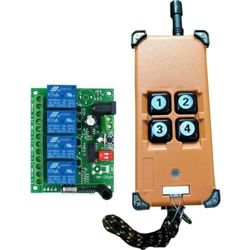 3000m DC12V 24V 10A 4 channel relay switch RF Wireless Remote Control system Receiver Transmitter 433mhz Fan/Motor