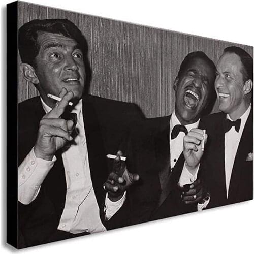 Dean Martin Davis and Sinatra Laughing Canvas Print Poster Wall Art Canvas Artwork Painting Smoking Art Prints Picture