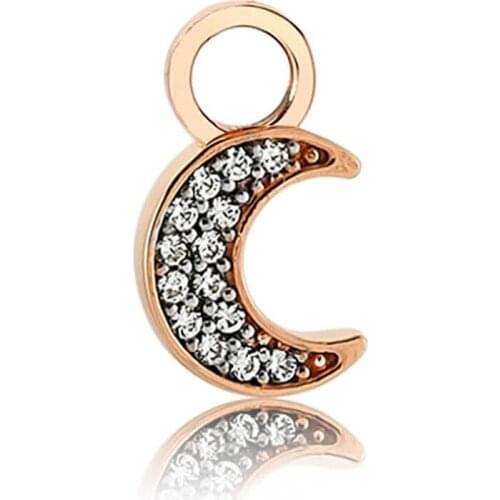 Valori Jewels Petit Moon, Zirconia White Gemstone, Rose Gold Plated, Sterling Silver Earring Charm