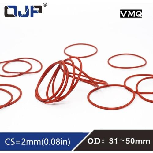 5PCS/lot Silicon Rings Silicone/VMQ O ring OD31/32/33/34/35/36/38/40/42/45/46/50*2mm Thickness Rubber O-Ring Seal Gaskets Washer