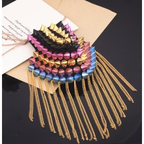 Vintage rivets epaulette jewelery tassel big shoulder brooch epaulet /epaulettes spikes/escapulario blazer accessories/ pin